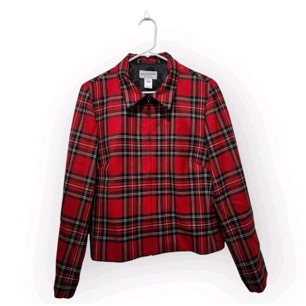 Pendleton Womens Light Jacket Size 10 Red Plaid V… - image 1